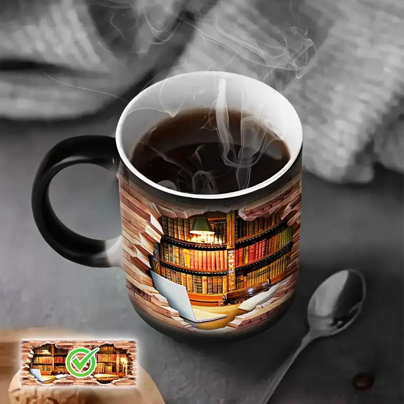 Enchanting Bookshelf Heat-Reveal Ceramic Mug