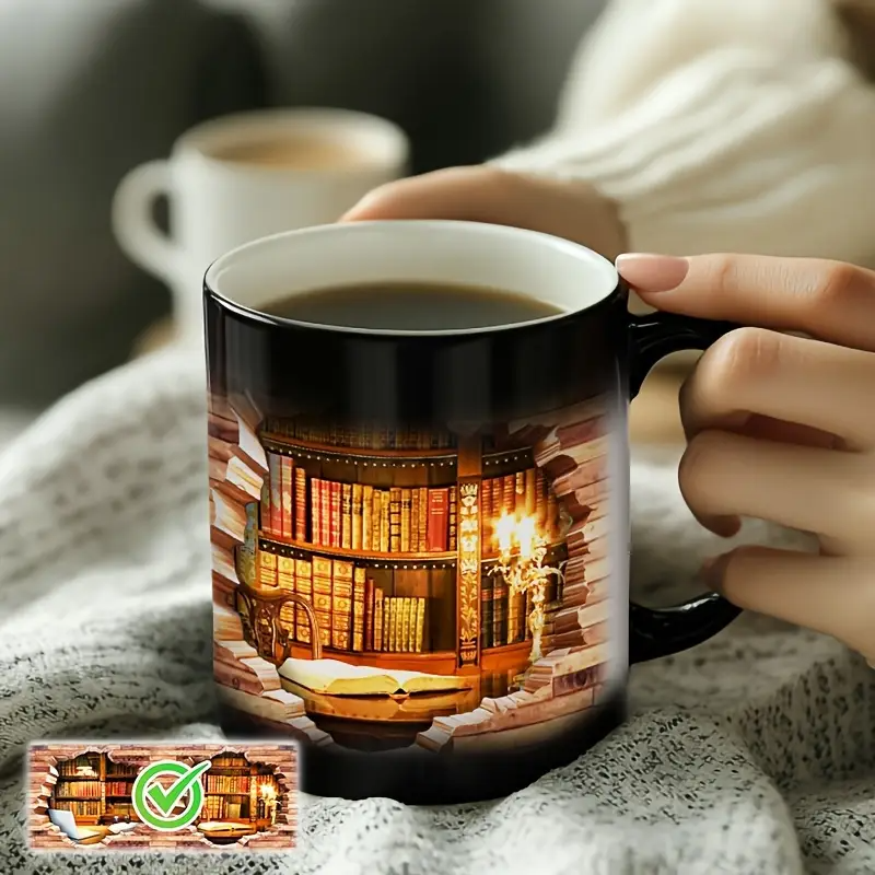 Enchanting Bookshelf Heat-Reveal Ceramic Mug